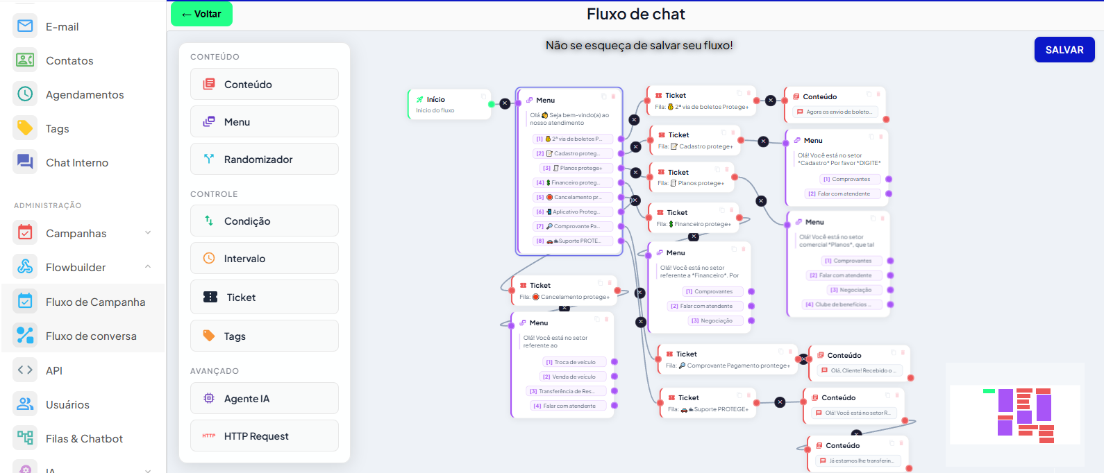 Construa fluxos visualmente